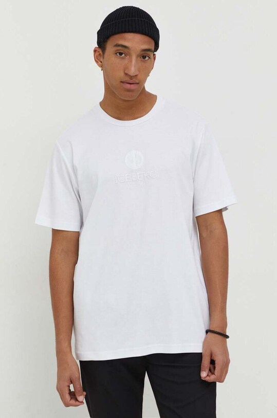 Iceberg t-shirt bawełniany bawełna biały F028.6307