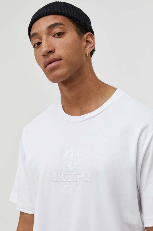 Iceberg t-shirt bawełniany biały F028.6307
