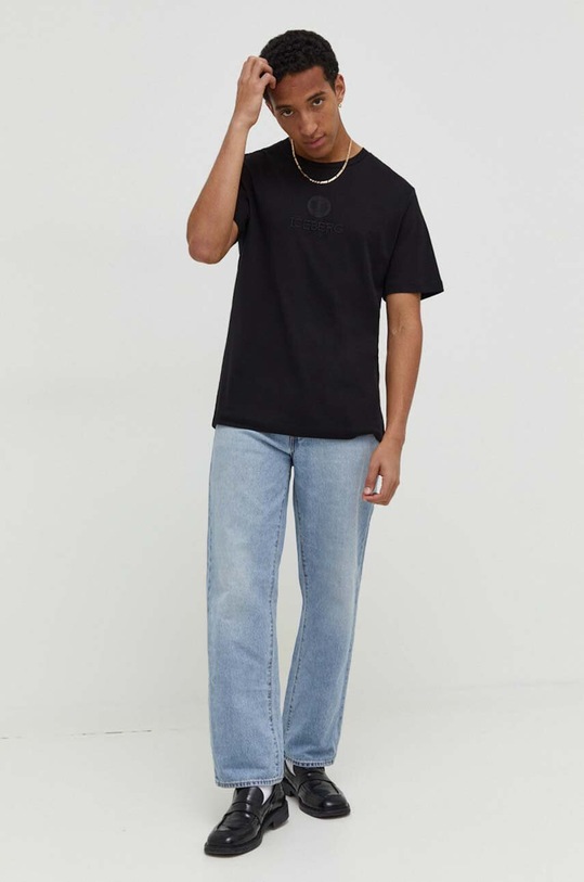 Iceberg tricou din bumbac F028.6307 negru AW24