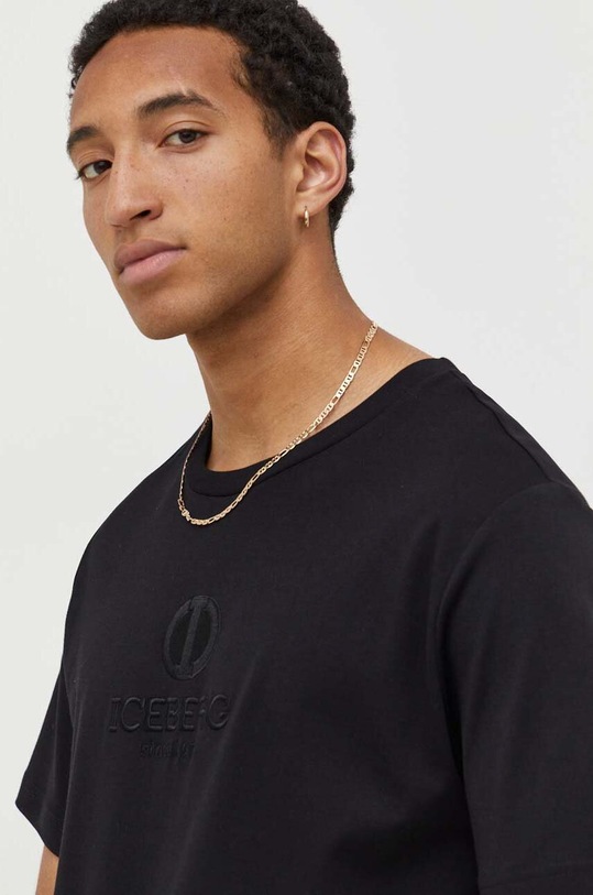 Iceberg tricou din bumbac negru F028.6307