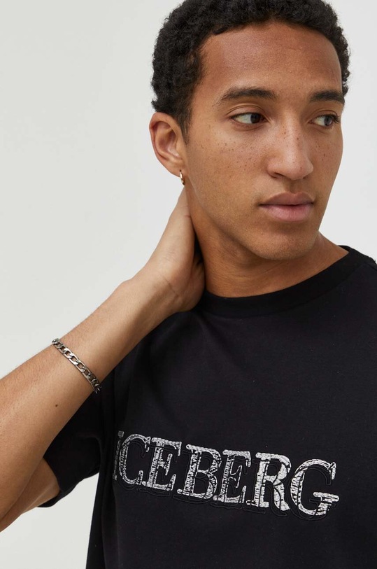 Iceberg tricou din bumbac negru F075.6307