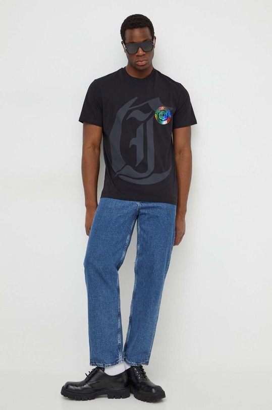 Just Cavalli t-shirt bawełniany 76OAHG10.CJ300 czarny SS24