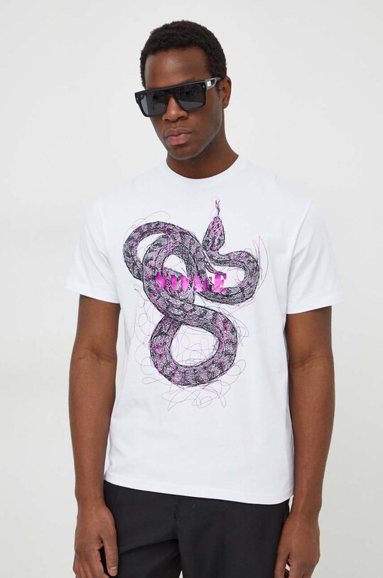 Îmbrăcăminte Just Cavalli tricou din bumbac 76OAHG02.CJ318 alb