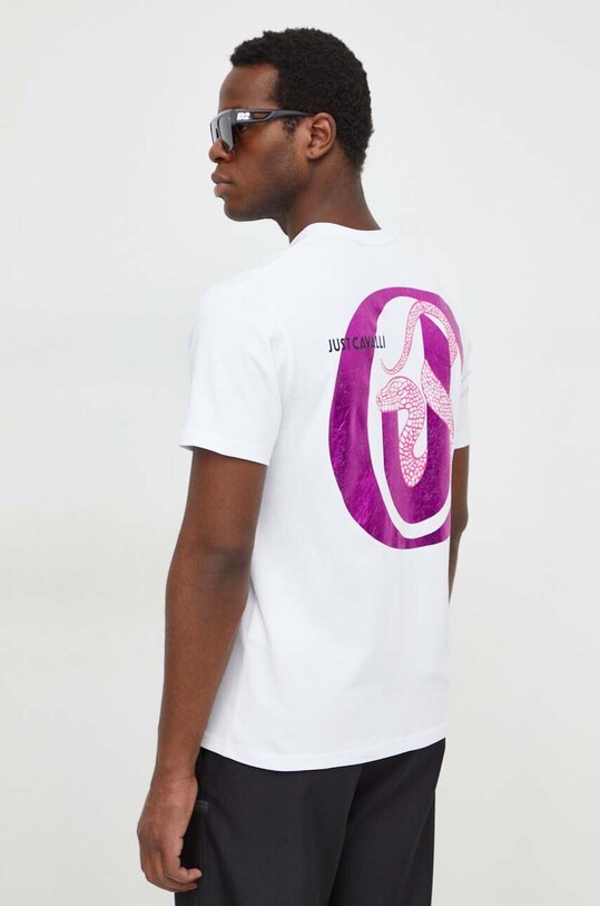 Just Cavalli tricou din bumbac alb 76OAHG02.CJ318