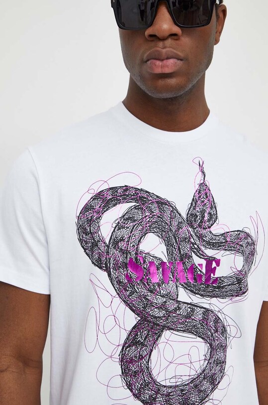 Just Cavalli tricou din bumbac 76OAHG02.CJ318 alb