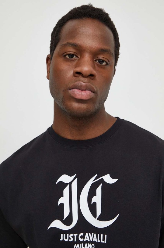 Just Cavalli t-shirt bawełniany czarny 76OAHG00.CJ318