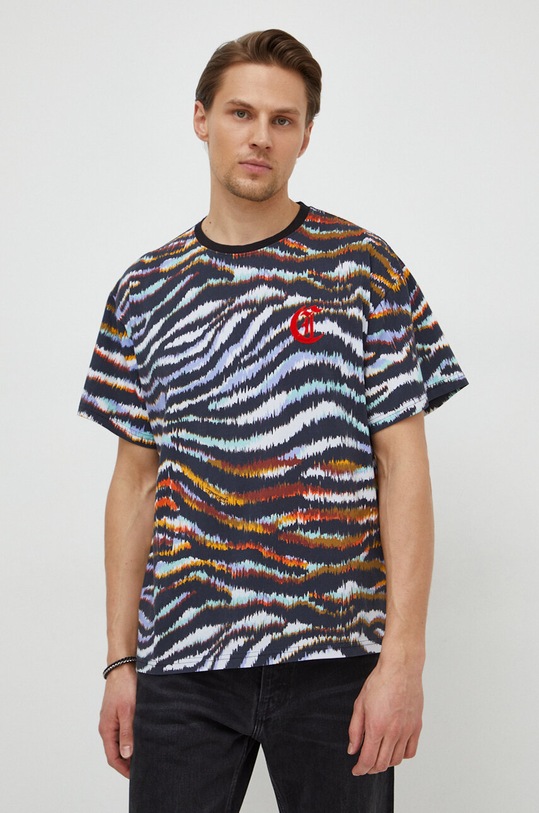 Just Cavalli t-shirt bawełniany wzorzyste multicolor 76OAHE09.CJ118