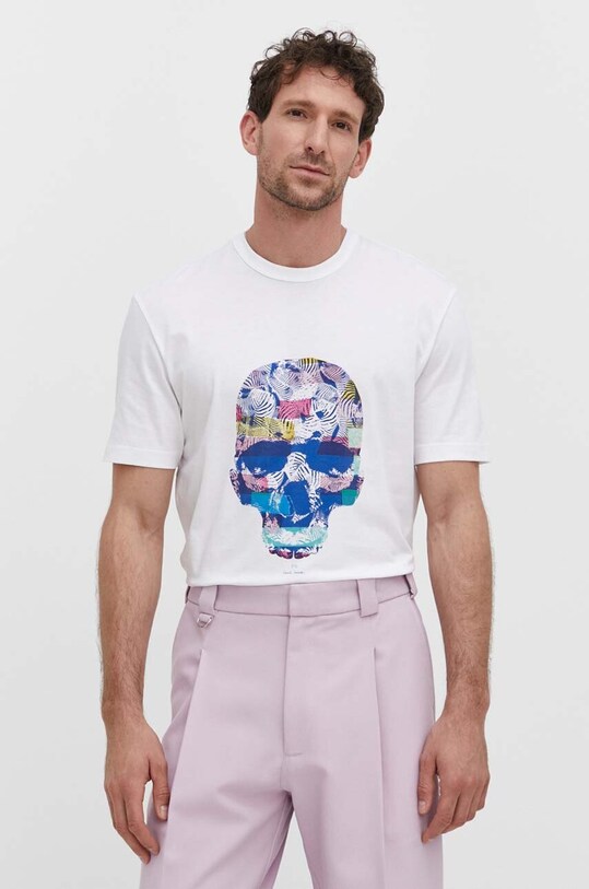 PS Paul Smith tricou din bumbac print alb M2R.731Y.MP4539