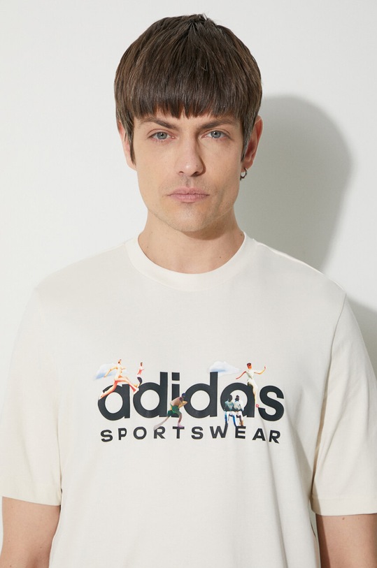 Βαμβακερό μπλουζάκι adidas Shadow Original IM8305 μπεζ