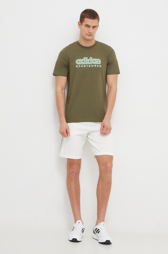 Памучна тениска adidas IM8314 зелен SS24