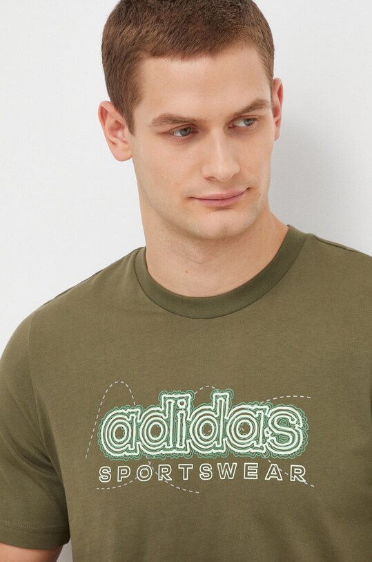 Памучна тениска adidas зелен IM8314