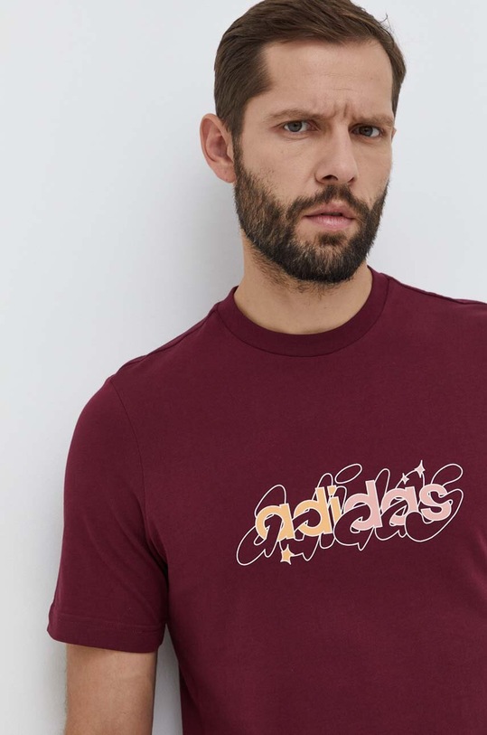 adidas t-shirt bawełniany bordowy IM8317