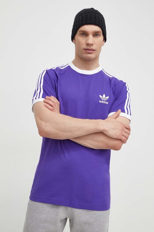 adidas Originals t-shirt bawełniany 3-Stripes Tee fioletowy IM9394