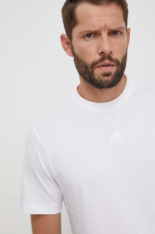 Памучна тениска adidas бежов IN3161