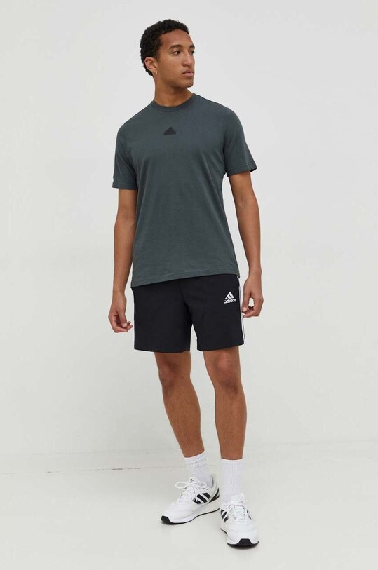 Памучна тениска adidas IN6227 зелен SS24