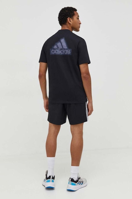 Памучна тениска adidas щампа черен IN6229