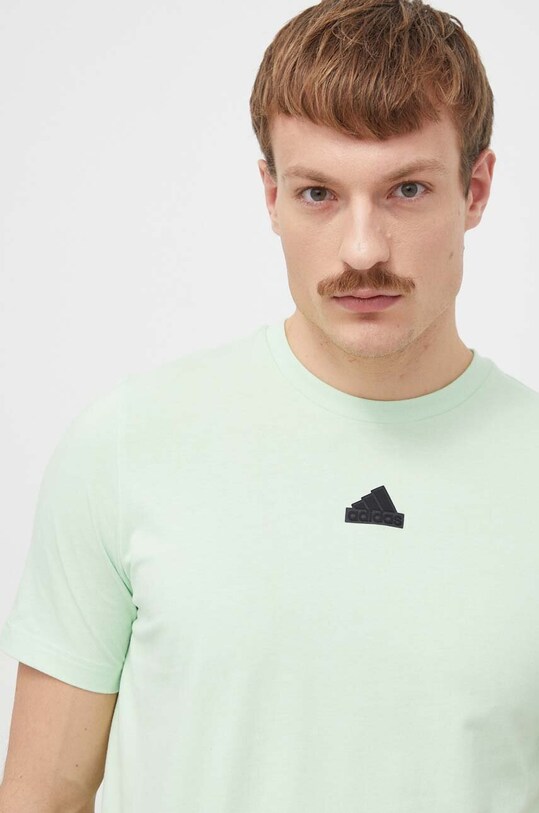 Памучна тениска adidas зелен IN6237