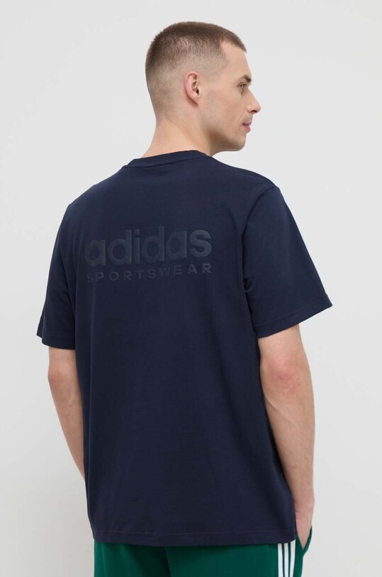 Oblečenie Bavlnené tričko adidas IR5265 tmavomodrá
