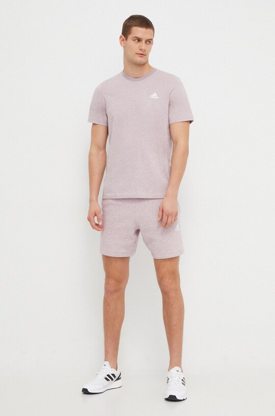 Памучна тениска adidas IR5319 виолетов SS24