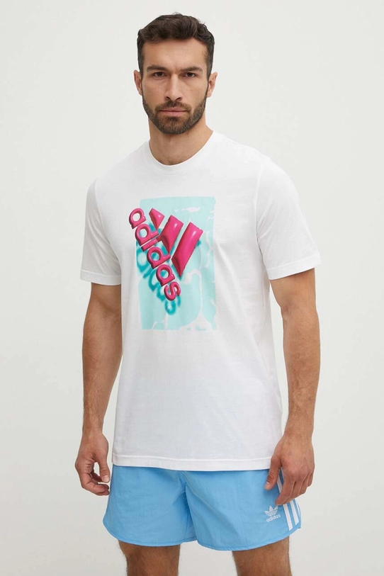 adidas tricou din bumbac print alb IR5826