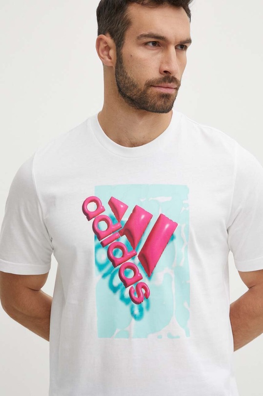 Bombažna kratka majica adidas bela IR5826