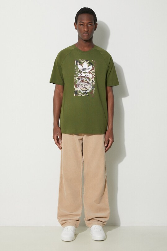 adidas Originals t-shirt bawełniany IS0248 zielony SS24