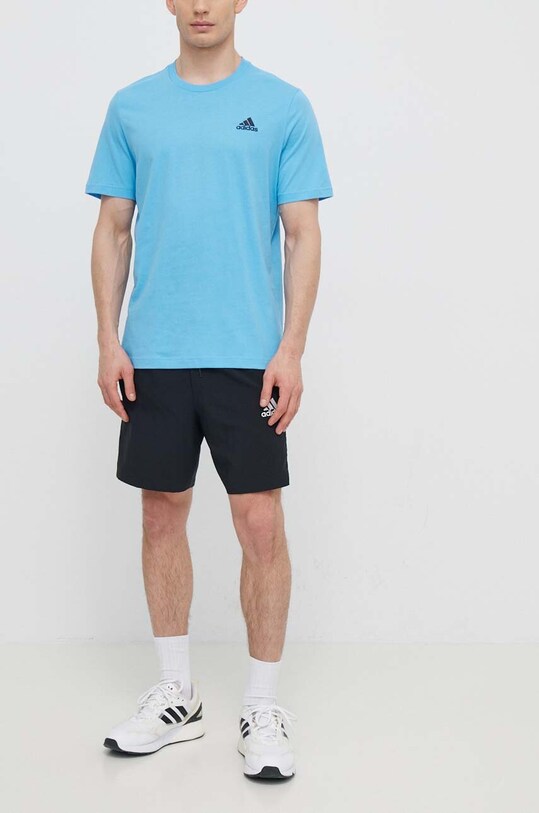 Бавовняна футболка adidas IS1317 блакитний SS24