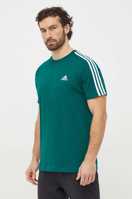 Памучна тениска adidas щампа зелен IS1333