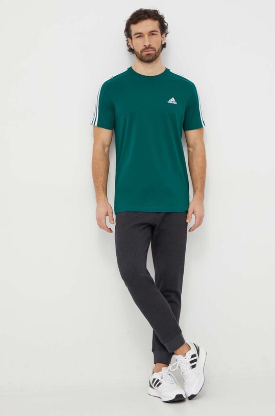 Памучна тениска adidas IS1333 зелен SS24