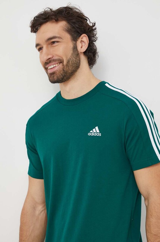 Памучна тениска adidas зелен IS1333