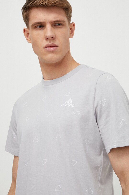 Памучна тениска adidas сив IS1827