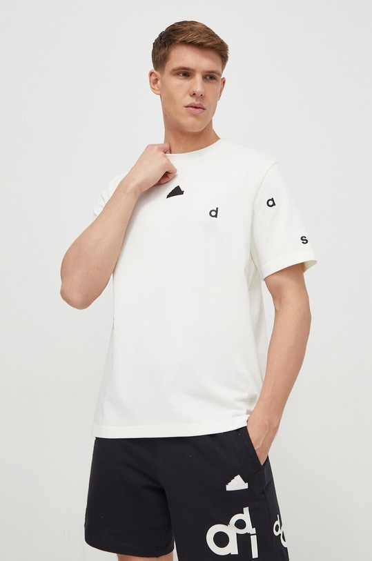Bavlnené tričko adidas béžová IS1992