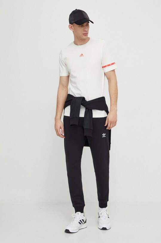 adidas tricou din bumbac IS2870 bej SS24