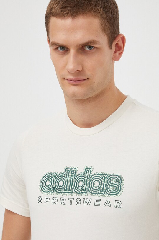 Памучна тениска adidas бежов IS2883