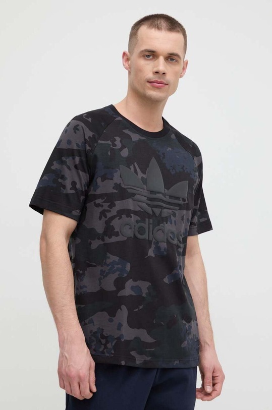 Bombažna kratka majica adidas Originals Vzorčasti črna IS2892