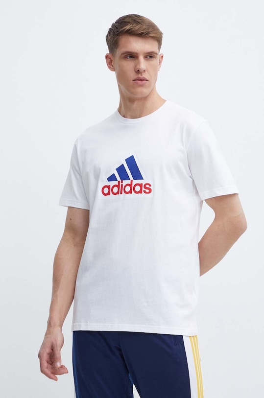 Хлопковая футболка adidas белый IS3234