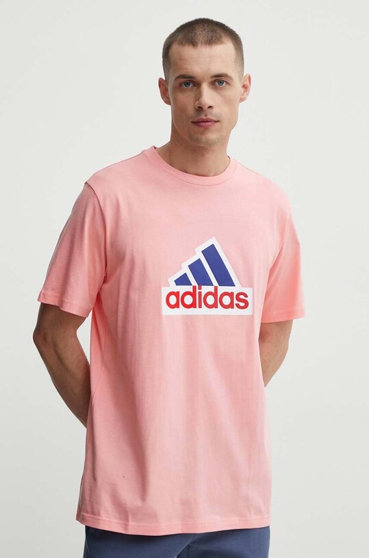 Хлопковая футболка adidas розовый IS8342