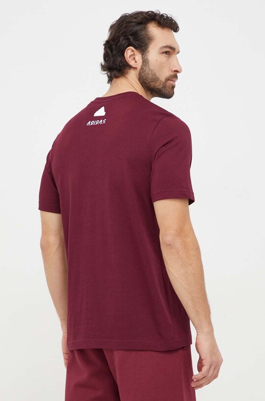 Дрехи Памучна тениска adidas IS9045 бордо