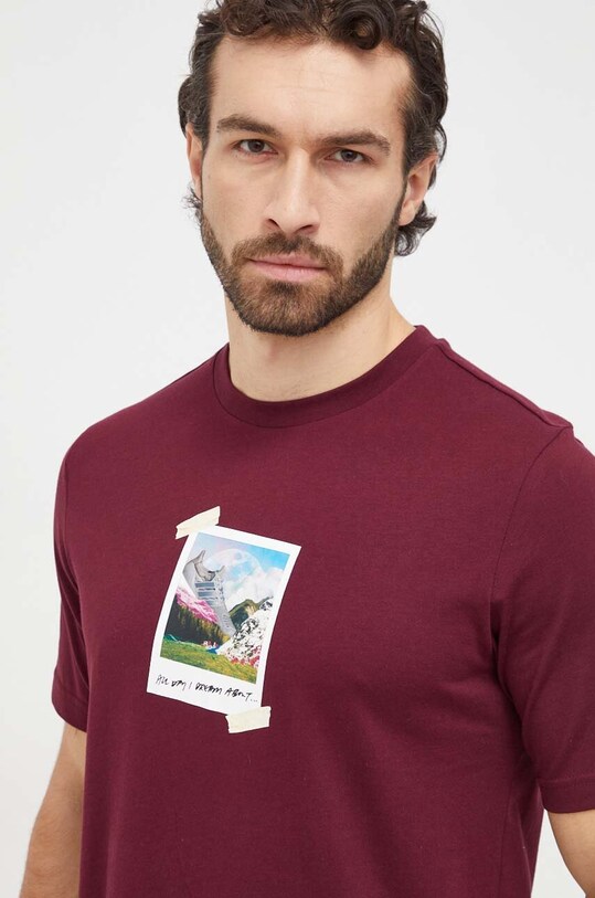 Памучна тениска adidas бордо IS9045