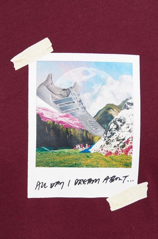 Памучна тениска adidas IS9045 бордо