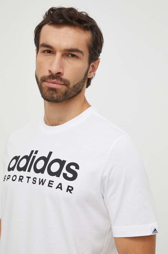 Памучна тениска adidas бял IW8835