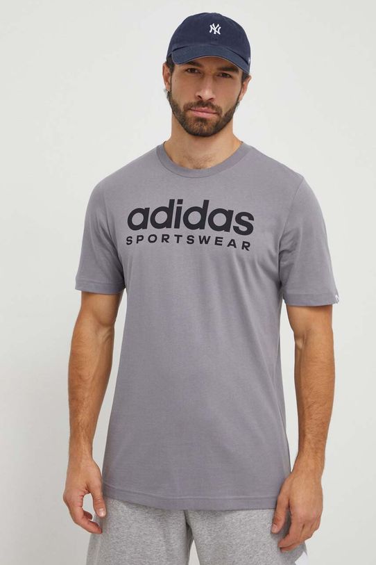 adidas t-shirt bawełniany nadruk szary IW8836