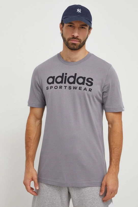 Bavlnené tričko adidas potlač sivá IW8836