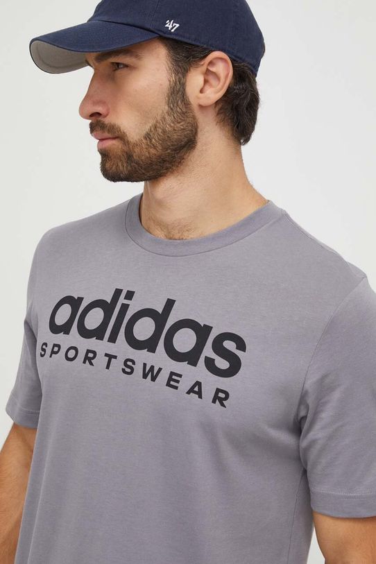 adidas t-shirt bawełniany szary IW8836