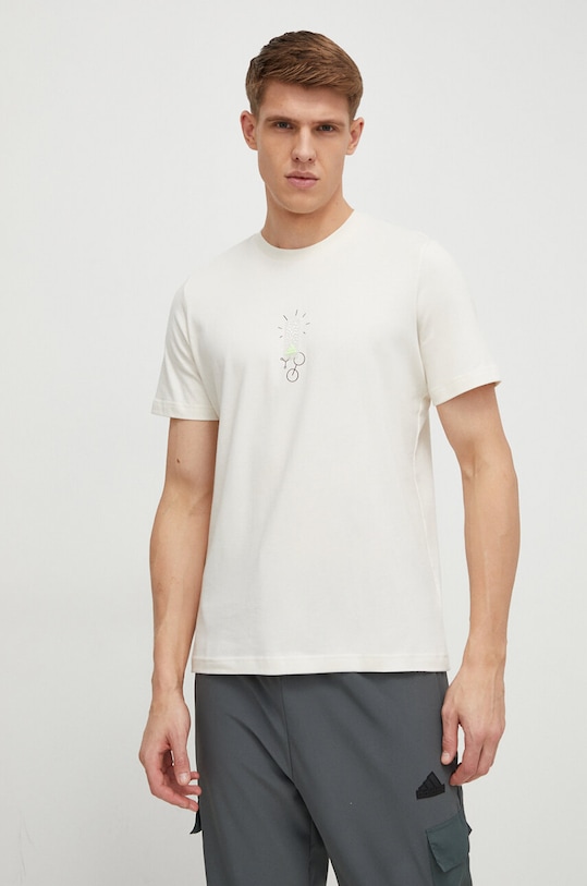 Дрехи Памучна тениска adidas IX4454 бежов