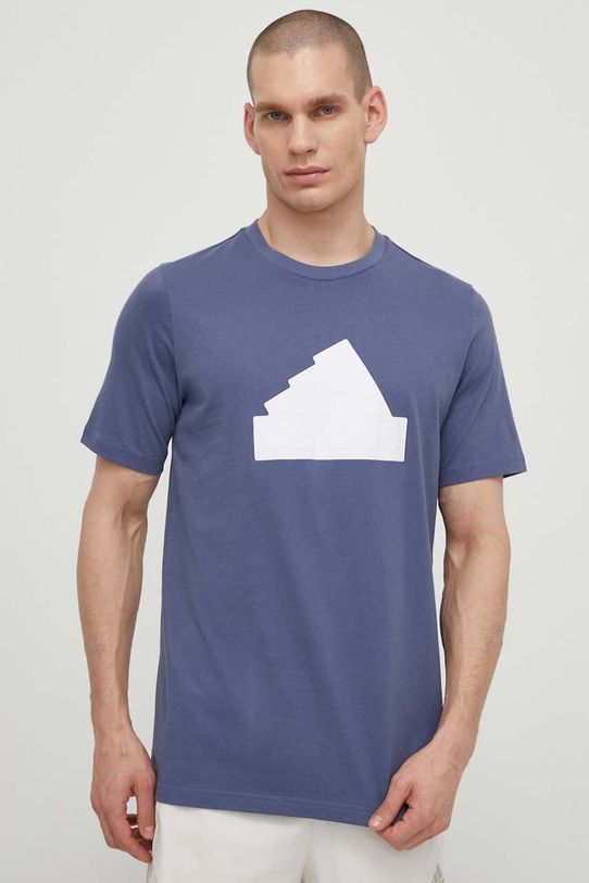 adidas t-shirt bawełniany nadruk niebieski IZ1624