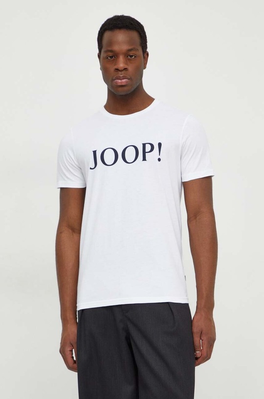 Joop! t-shirt bawełniany Alerio nadruk biały 30042431