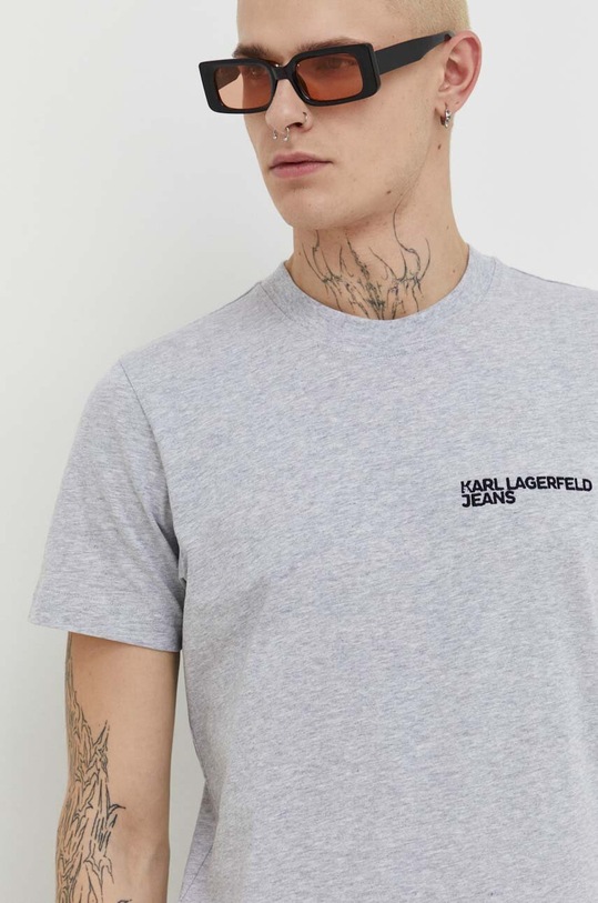 Karl Lagerfeld Jeans tricou din bumbac gri 240D1700