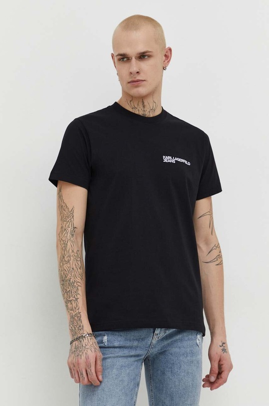 Karl Lagerfeld Jeans t-shirt bawełniany regular czarny 240D1700