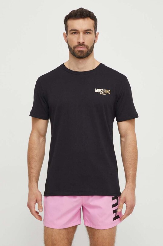 Хлопковая пляжная футболка Moschino Underwear хлопок чёрный 0715.9407